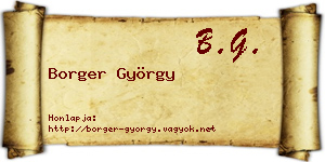 Borger György névjegykártya